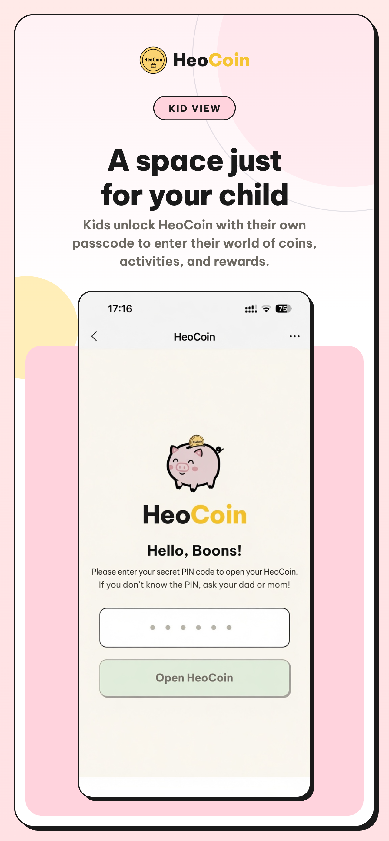 Kid View passcode sign-in screen