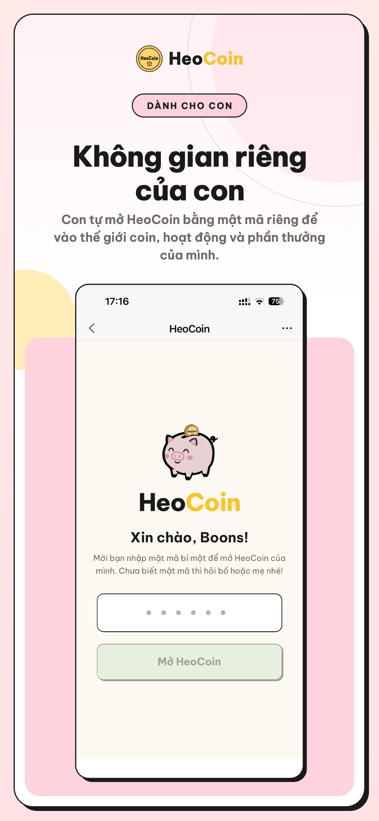 Màn hình đăng nhập bằng mã của Kid View