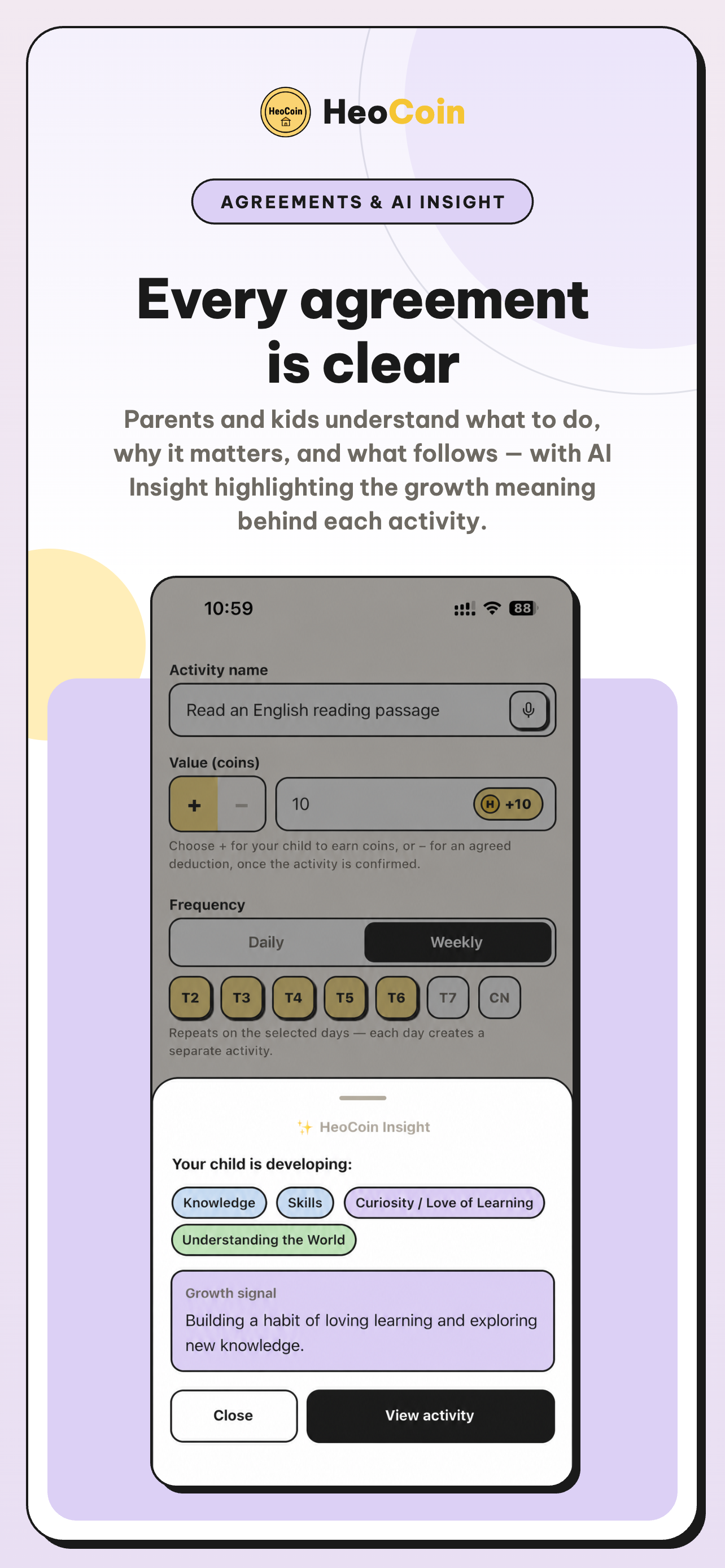 Activity form with HeoCoin Insight